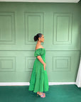 Green Aso Oke Dress ( Midi )