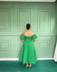 Green Aso Oke Dress ( Midi )