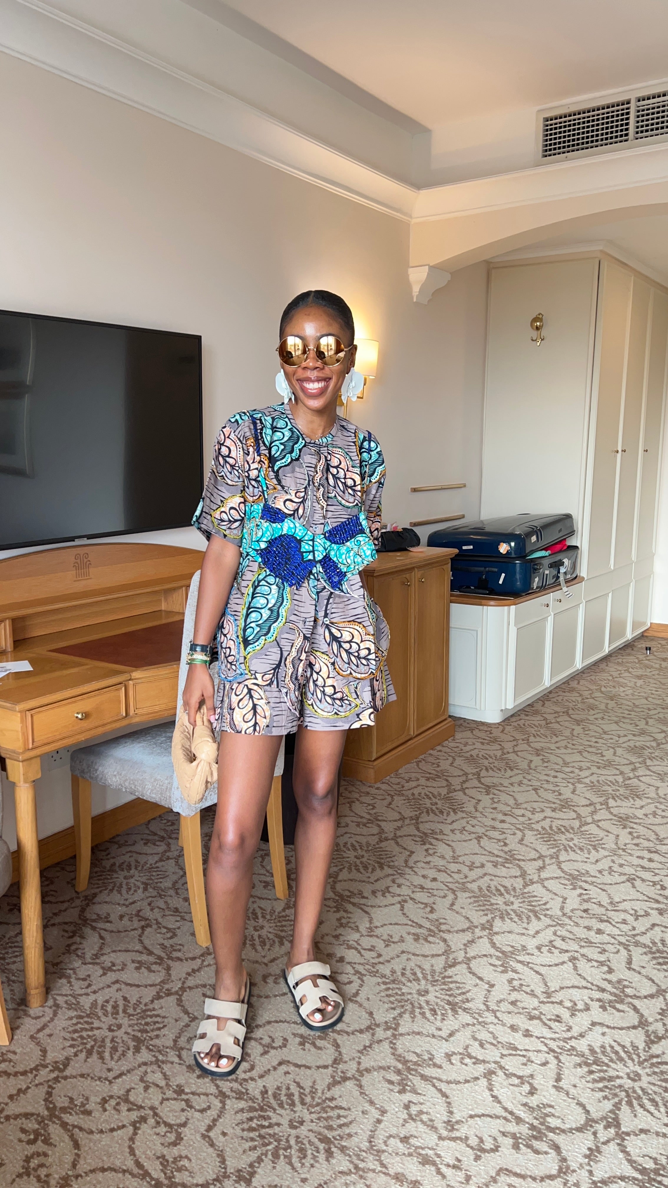 Ankara Bralette shirt short set