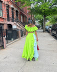 Bright lemon / mint ruffled skirt set