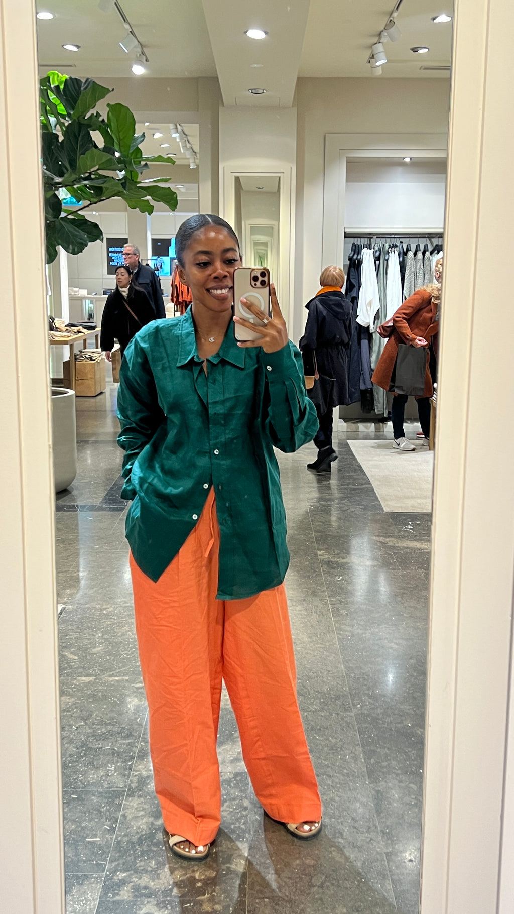 Green & Orange Linen set