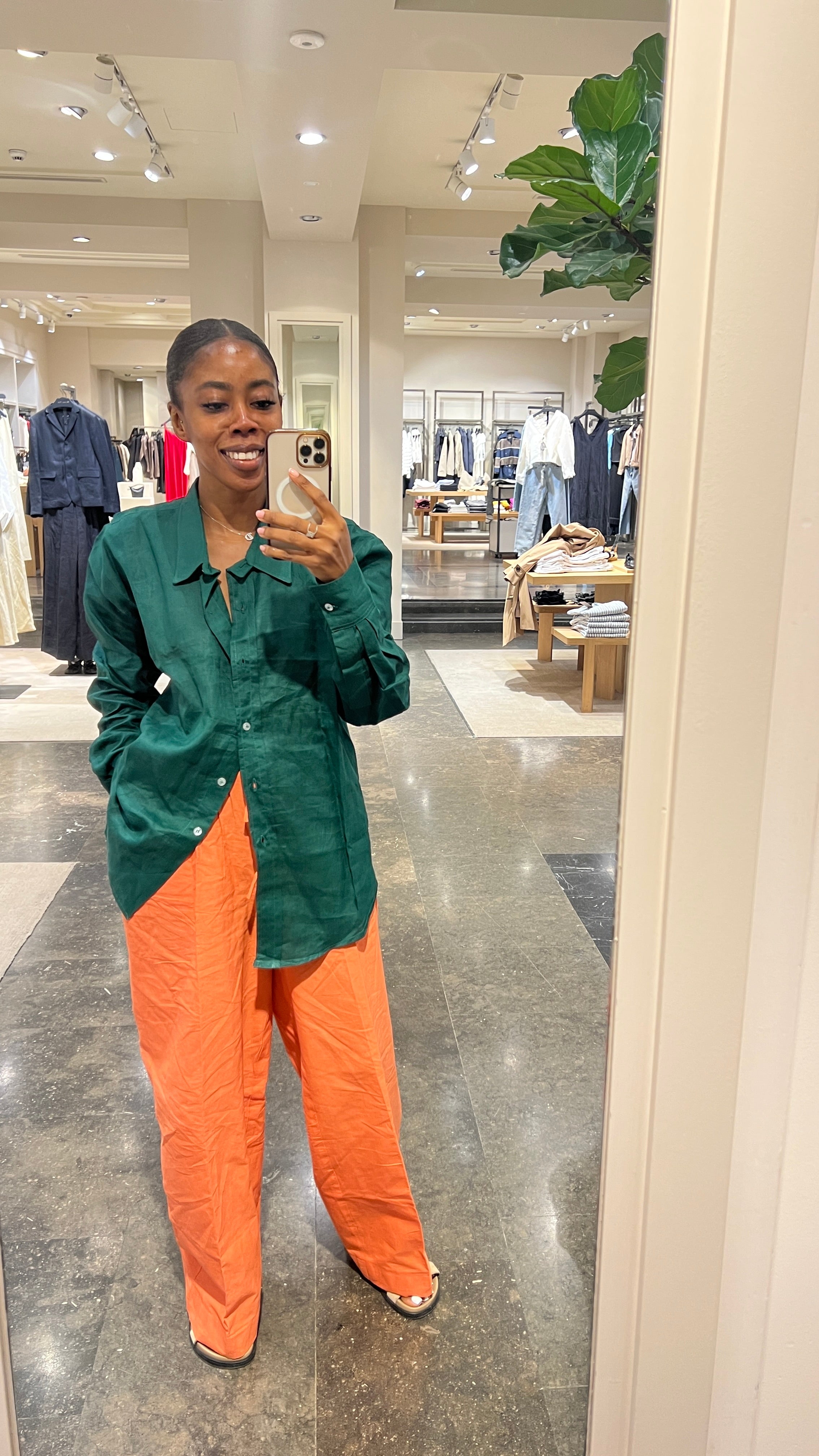 Green & Orange Linen set