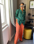 Green & Orange Linen set