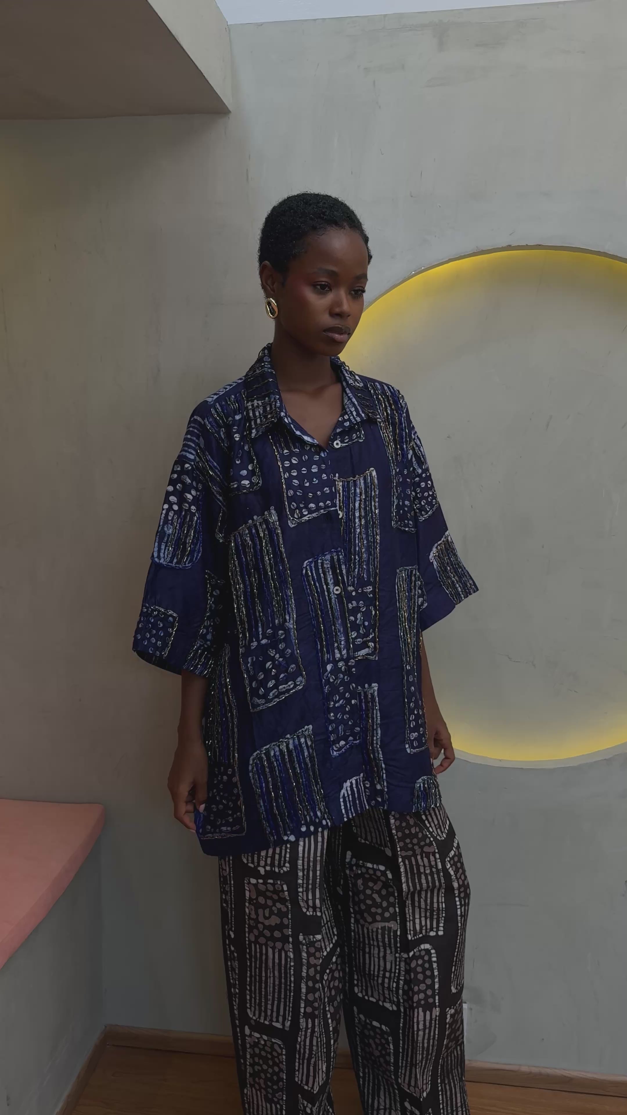 ADIRE BEADED SHIRT